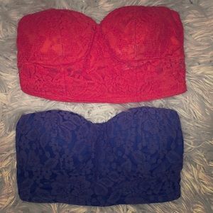 Two lace Bandos/crop tops